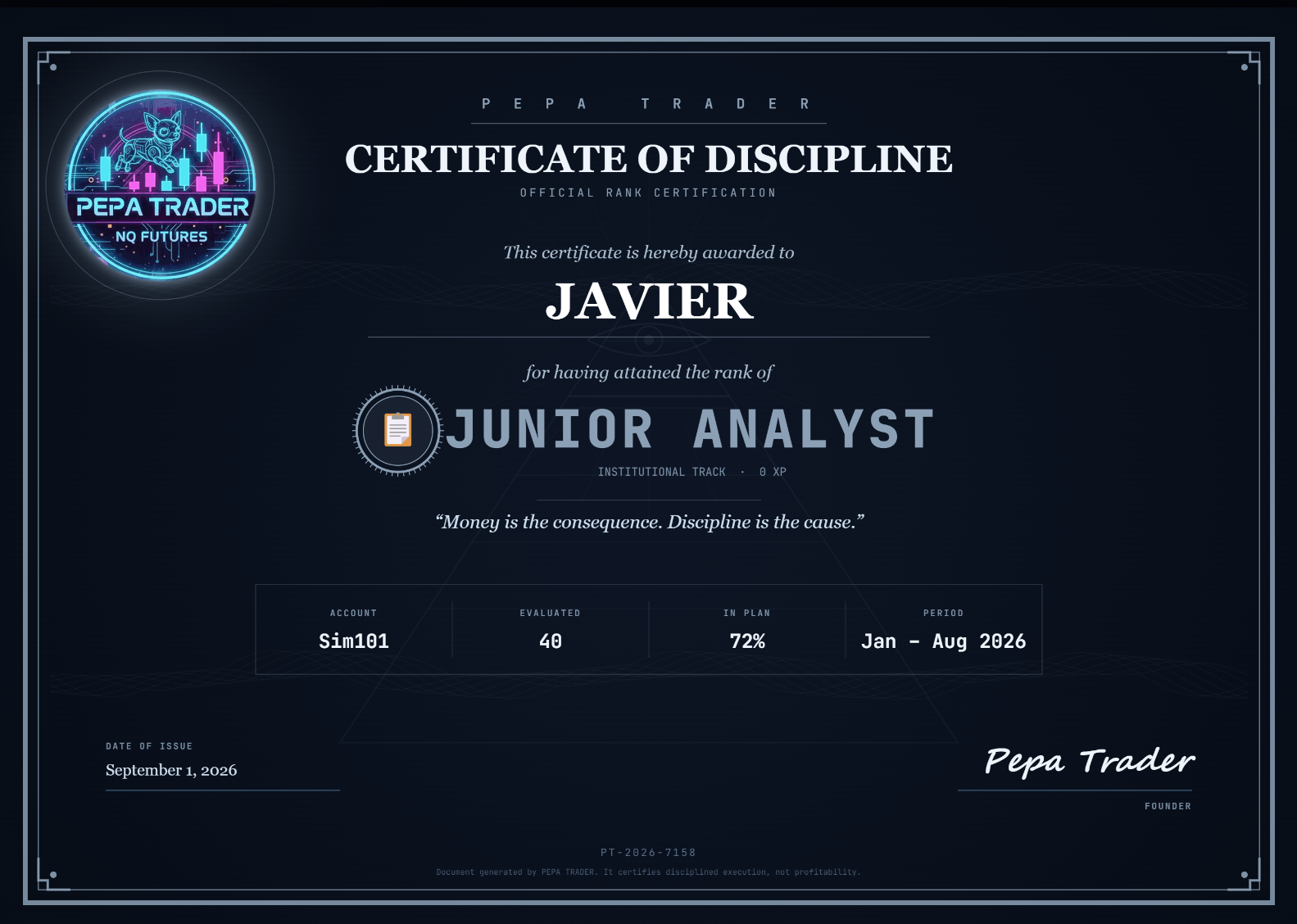 Certificate of Discipline